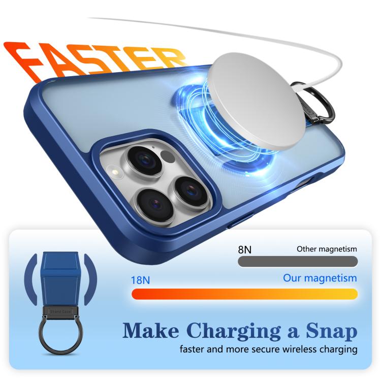 For iPhone 16 Pro Max Skin-Friendly D-Ring Holder Magnetic Shockproof Phone Case