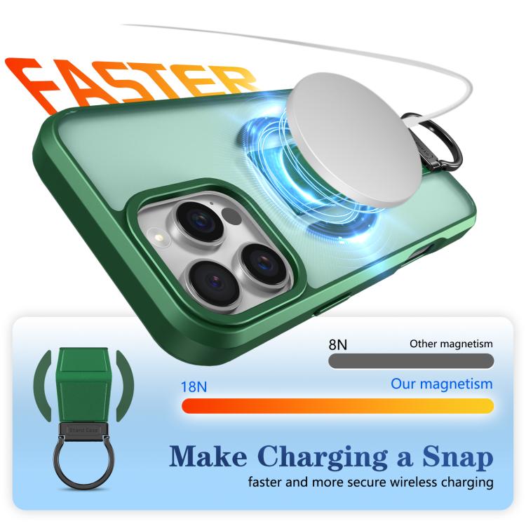 For iPhone 16 Pro Max Skin-Friendly D-Ring Holder Magnetic Shockproof Phone Case