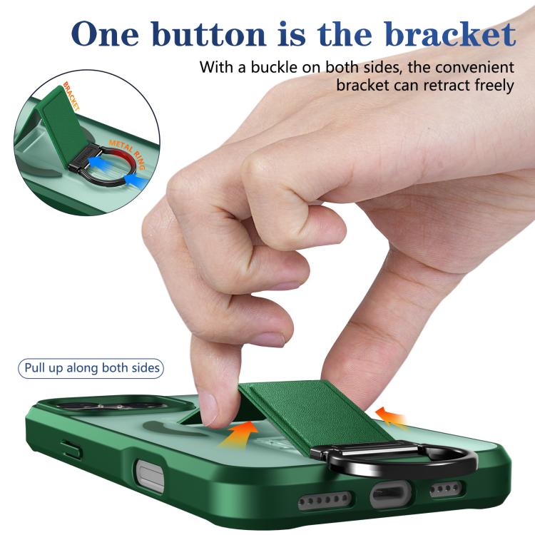 For iPhone 16 Pro Max Skin-Friendly D-Ring Holder Magnetic Shockproof Phone Case