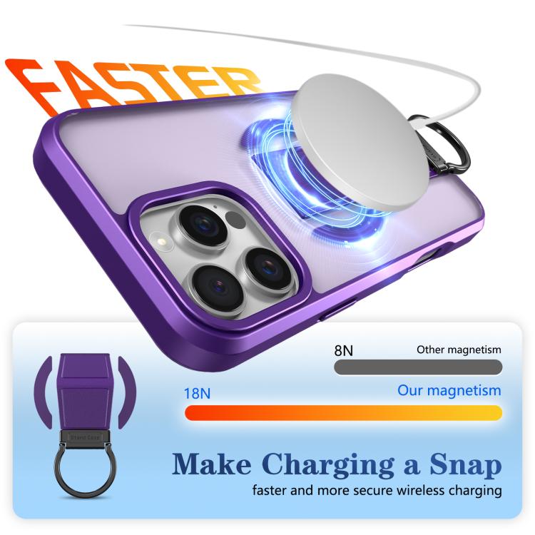 For iPhone 16 Pro Max Skin-Friendly D-Ring Holder Magnetic Shockproof Phone Case
