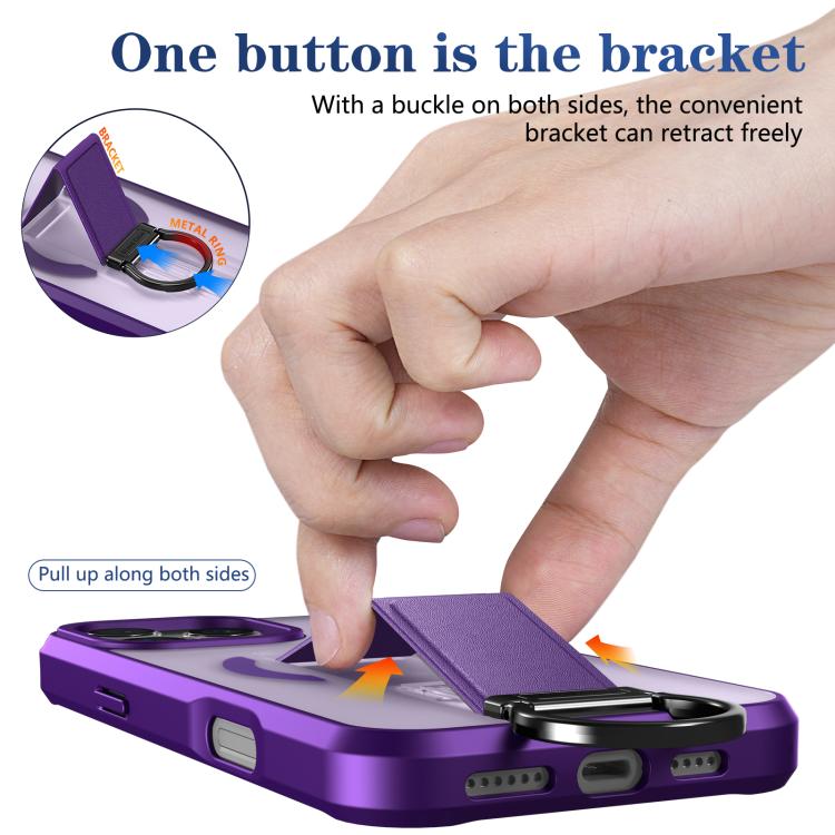 For iPhone 16 Pro Max Skin-Friendly D-Ring Holder Magnetic Shockproof Phone Case
