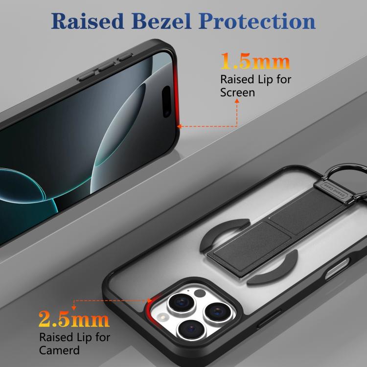 For iPhone 16 Pro Skin-Friendly D-Ring Holder Magnetic Shockproof Phone Case