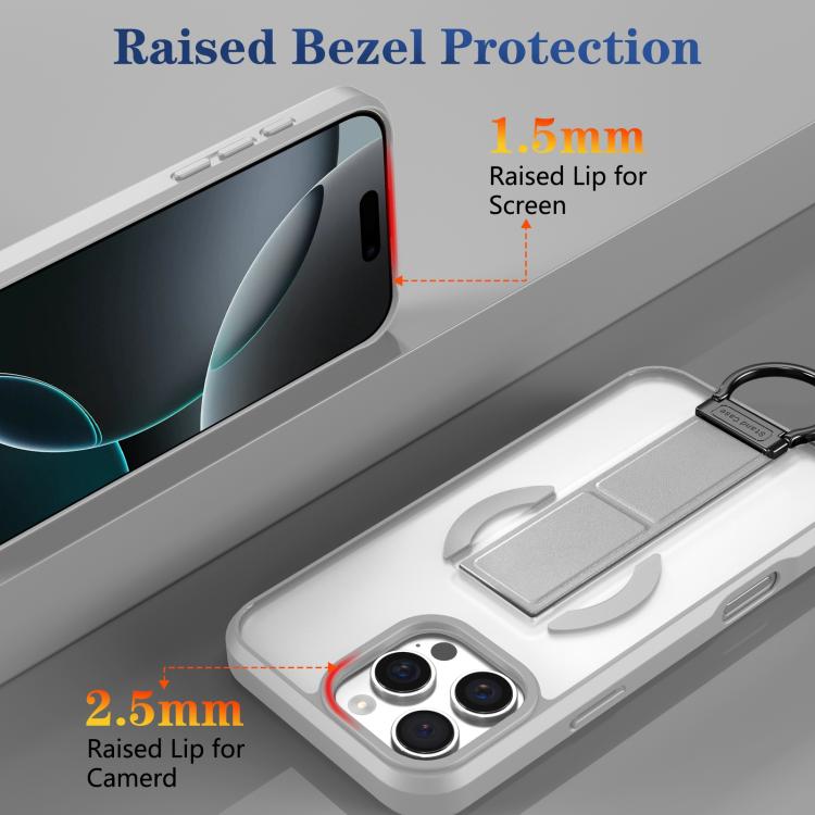 For iPhone 16 Pro Skin-Friendly D-Ring Holder Magnetic Shockproof Phone Case