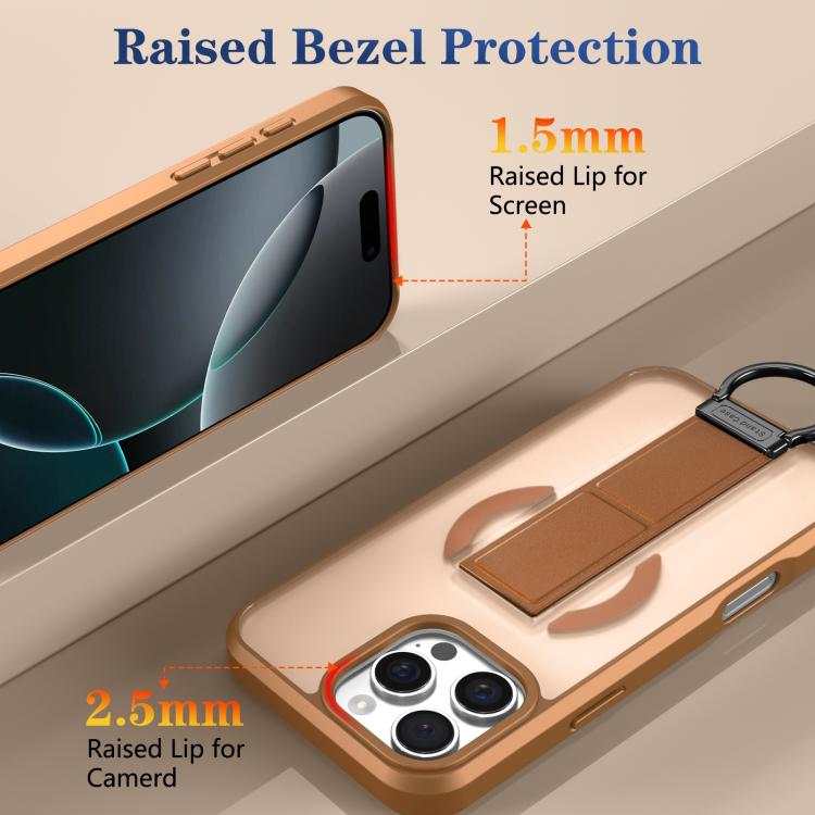 For iPhone 16 Pro Skin-Friendly D-Ring Holder Magnetic Shockproof Phone Case