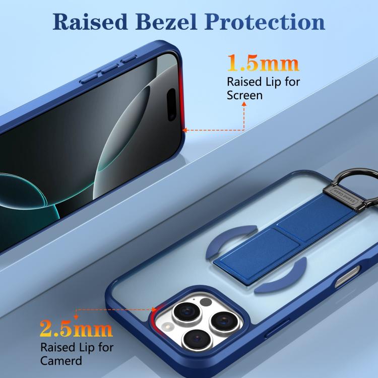 For iPhone 16 Pro Skin-Friendly D-Ring Holder Magnetic Shockproof Phone Case