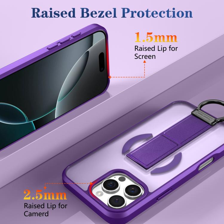 For iPhone 16 Pro Skin-Friendly D-Ring Holder Magnetic Shockproof Phone Case