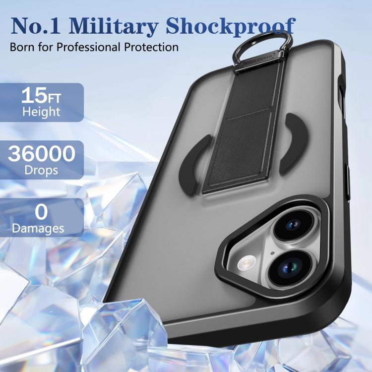 For iPhone 16 Plus Skin-Friendly D-Ring Holder Magnetic Shockproof Phone Case