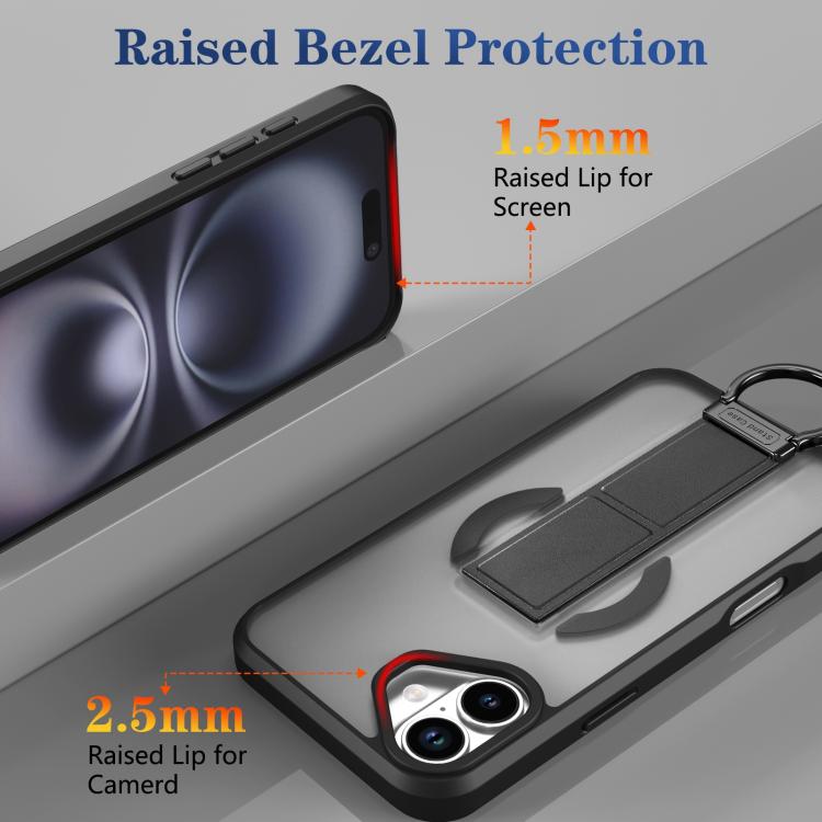 For iPhone 16 Plus Skin-Friendly D-Ring Holder Magnetic Shockproof Phone Case
