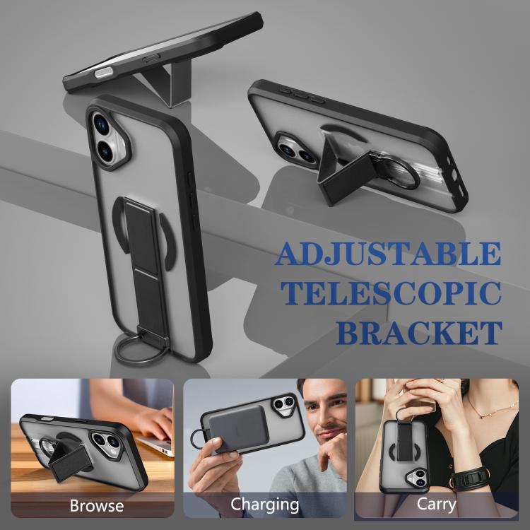 For iPhone 16 Plus Skin-Friendly D-Ring Holder Magnetic Shockproof Phone Case