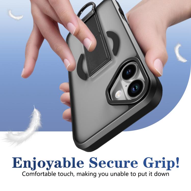 For iPhone 16 Plus Skin-Friendly D-Ring Holder Magnetic Shockproof Phone Case