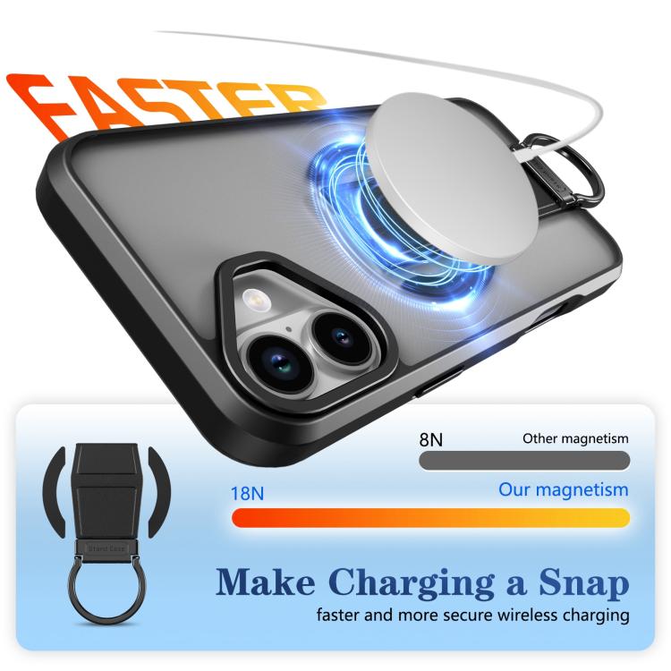 For iPhone 16 Plus Skin-Friendly D-Ring Holder Magnetic Shockproof Phone Case