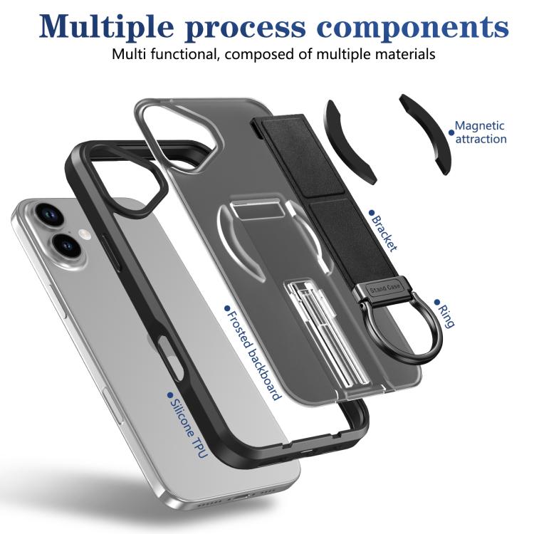 For iPhone 16 Plus Skin-Friendly D-Ring Holder Magnetic Shockproof Phone Case