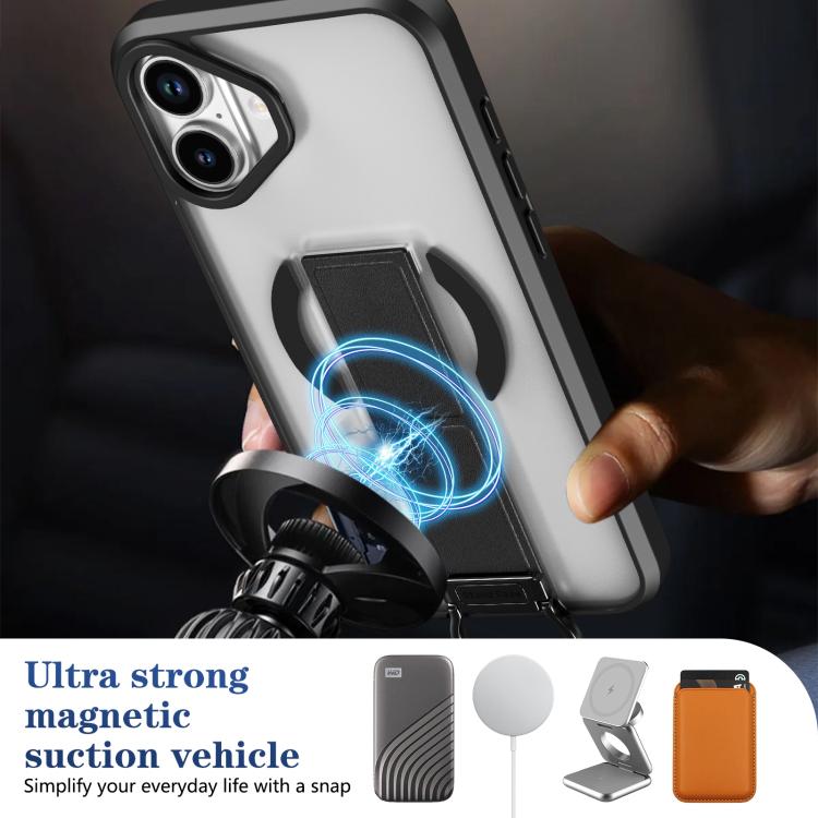 For iPhone 16 Plus Skin-Friendly D-Ring Holder Magnetic Shockproof Phone Case