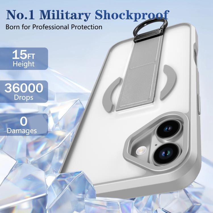 For iPhone 16 Plus Skin-Friendly D-Ring Holder Magnetic Shockproof Phone Case