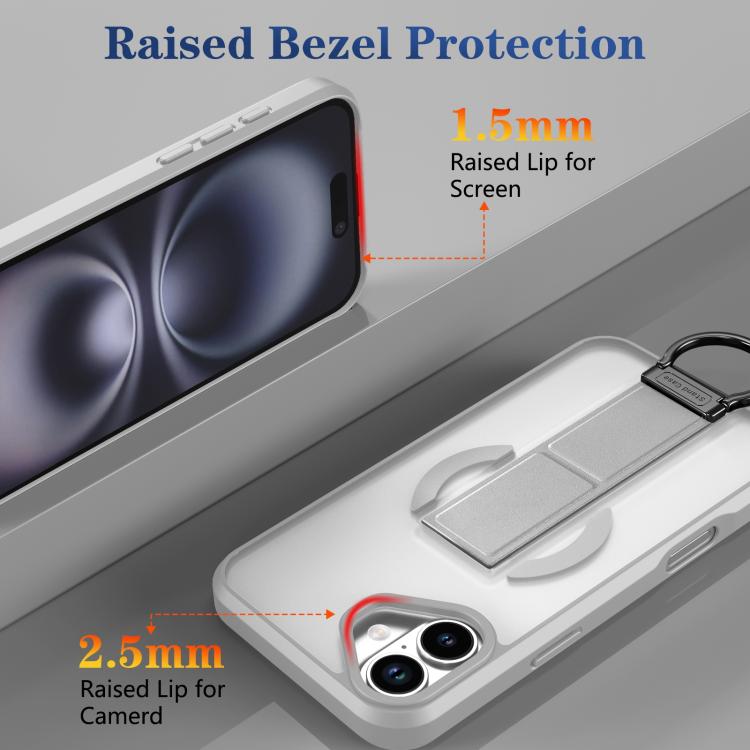 For iPhone 16 Plus Skin-Friendly D-Ring Holder Magnetic Shockproof Phone Case