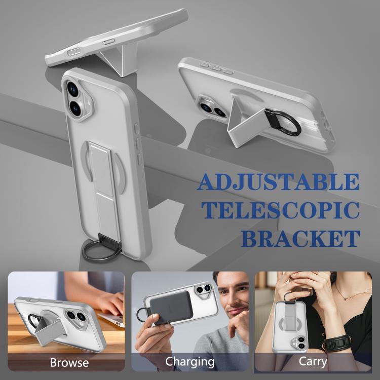 For iPhone 16 Plus Skin-Friendly D-Ring Holder Magnetic Shockproof Phone Case