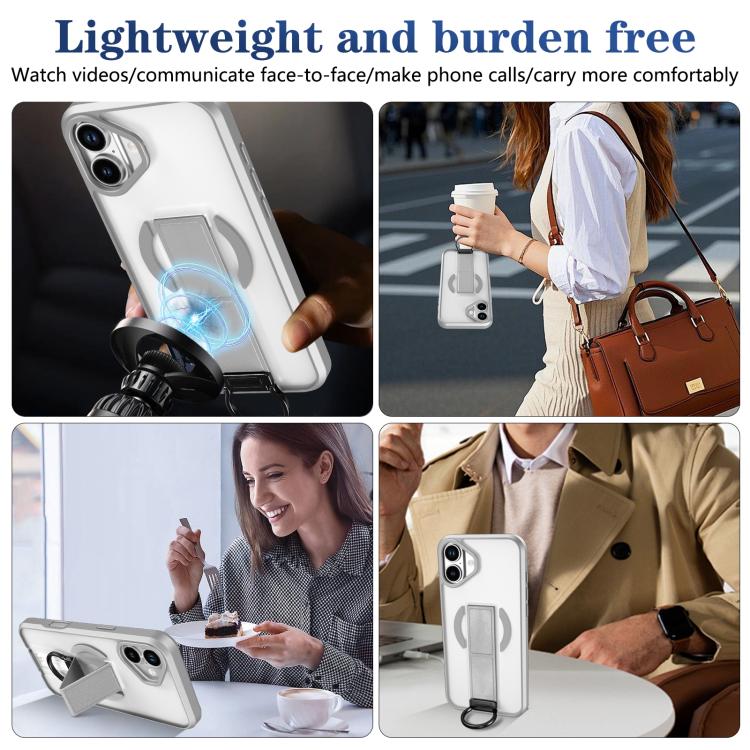 For iPhone 16 Plus Skin-Friendly D-Ring Holder Magnetic Shockproof Phone Case