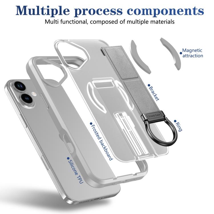 For iPhone 16 Plus Skin-Friendly D-Ring Holder Magnetic Shockproof Phone Case