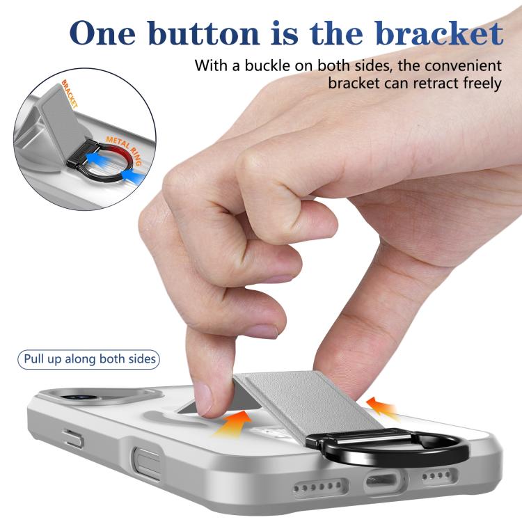 For iPhone 16 Plus Skin-Friendly D-Ring Holder Magnetic Shockproof Phone Case