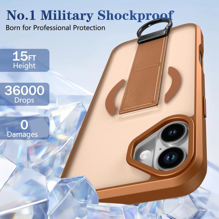 For iPhone 16 Plus Skin-Friendly D-Ring Holder Magnetic Shockproof Phone Case