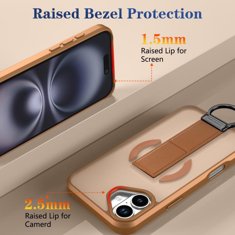 For iPhone 16 Plus Skin-Friendly D-Ring Holder Magnetic Shockproof Phone Case