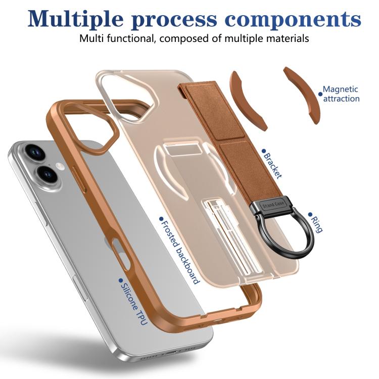 For iPhone 16 Plus Skin-Friendly D-Ring Holder Magnetic Shockproof Phone Case