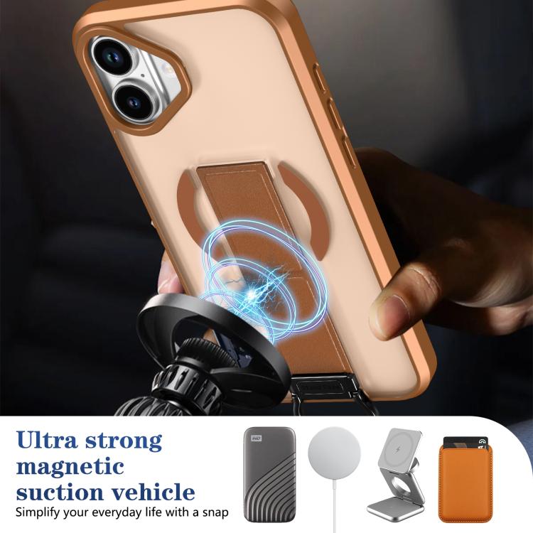 For iPhone 16 Plus Skin-Friendly D-Ring Holder Magnetic Shockproof Phone Case