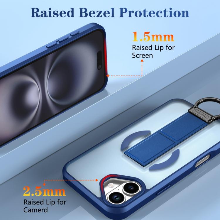 For iPhone 16 Plus Skin-Friendly D-Ring Holder Magnetic Shockproof Phone Case