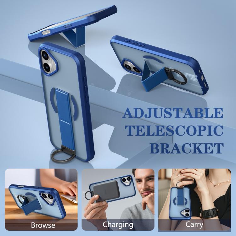 For iPhone 16 Plus Skin-Friendly D-Ring Holder Magnetic Shockproof Phone Case