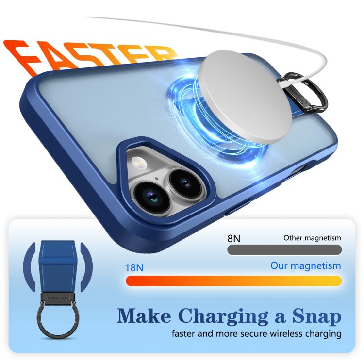 For iPhone 16 Plus Skin-Friendly D-Ring Holder Magnetic Shockproof Phone Case