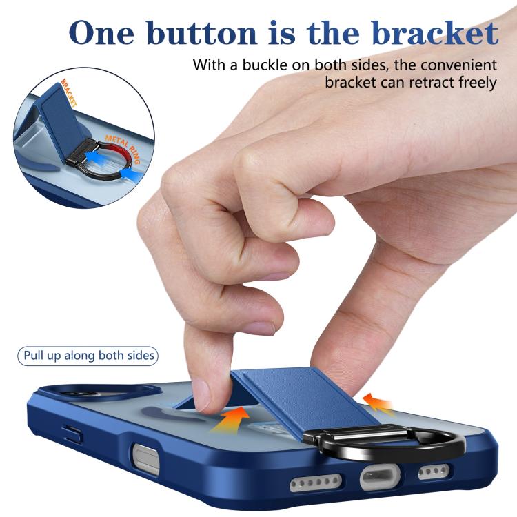 For iPhone 16 Plus Skin-Friendly D-Ring Holder Magnetic Shockproof Phone Case