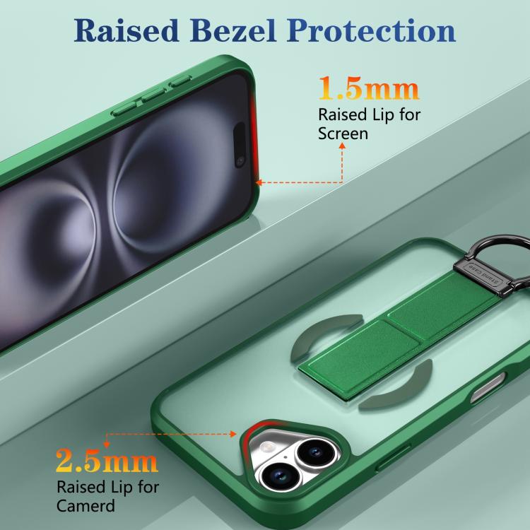 For iPhone 16 Plus Skin-Friendly D-Ring Holder Magnetic Shockproof Phone Case