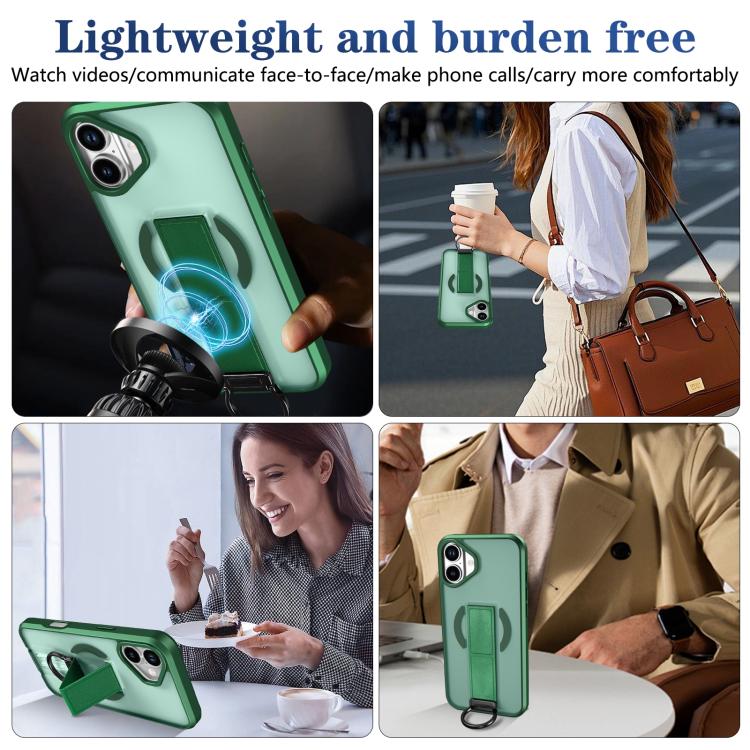 For iPhone 16 Plus Skin-Friendly D-Ring Holder Magnetic Shockproof Phone Case
