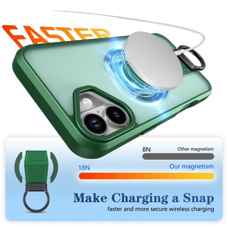 For iPhone 16 Plus Skin-Friendly D-Ring Holder Magnetic Shockproof Phone Case