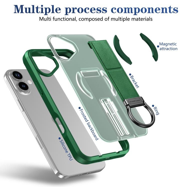 For iPhone 16 Plus Skin-Friendly D-Ring Holder Magnetic Shockproof Phone Case