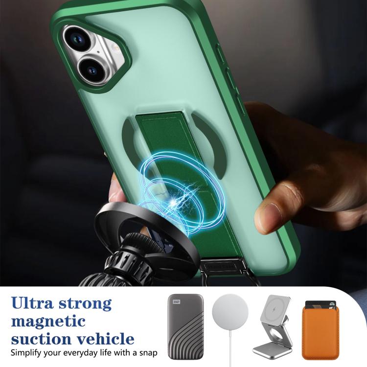For iPhone 16 Plus Skin-Friendly D-Ring Holder Magnetic Shockproof Phone Case