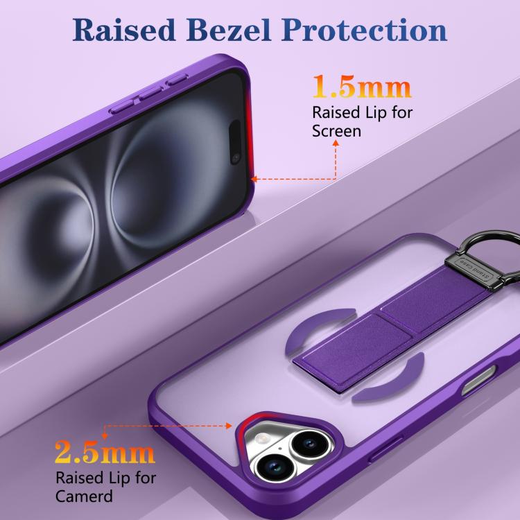 For iPhone 16 Plus Skin-Friendly D-Ring Holder Magnetic Shockproof Phone Case