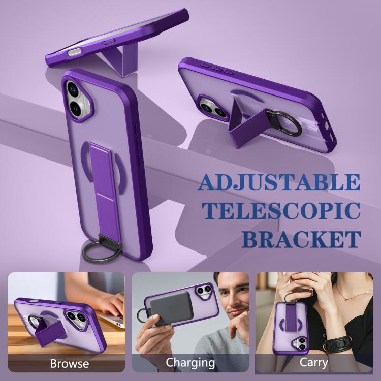 For iPhone 16 Plus Skin-Friendly D-Ring Holder Magnetic Shockproof Phone Case