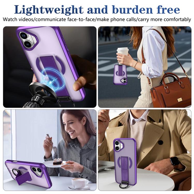 For iPhone 16 Plus Skin-Friendly D-Ring Holder Magnetic Shockproof Phone Case