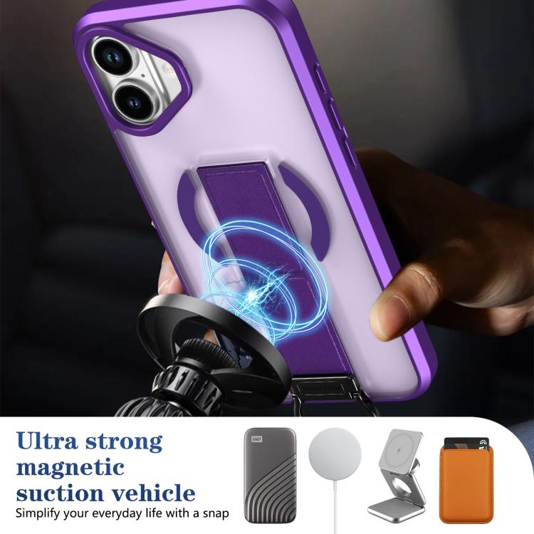 For iPhone 16 Plus Skin-Friendly D-Ring Holder Magnetic Shockproof Phone Case