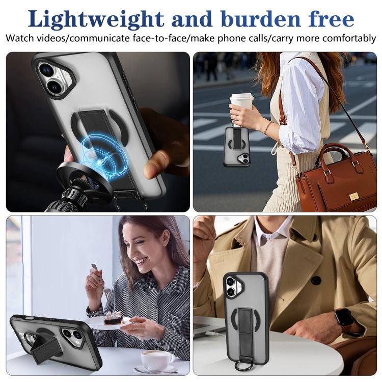 For iPhone 16 Skin-Friendly D-Ring Holder Magnetic Shockproof Phone Case