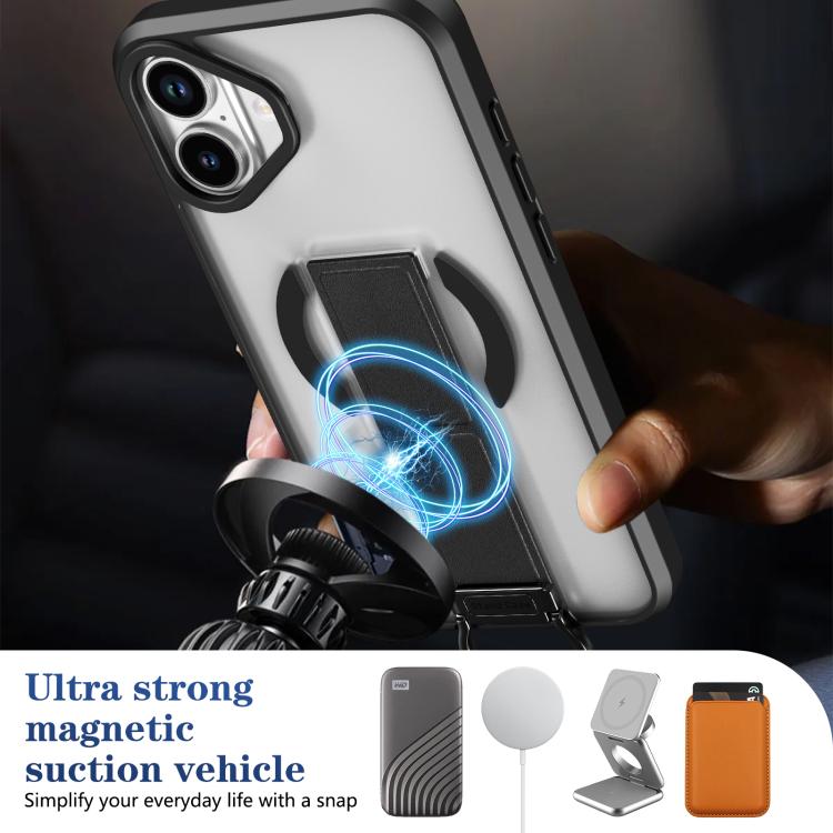 For iPhone 16 Skin-Friendly D-Ring Holder Magnetic Shockproof Phone Case