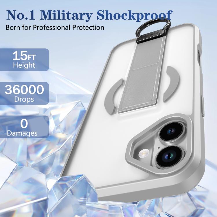 For iPhone 16 Skin-Friendly D-Ring Holder Magnetic Shockproof Phone Case