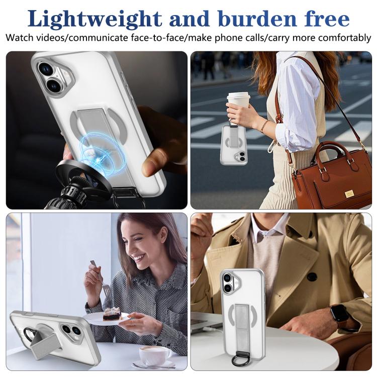 For iPhone 16 Skin-Friendly D-Ring Holder Magnetic Shockproof Phone Case