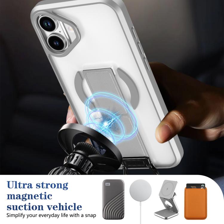 For iPhone 16 Skin-Friendly D-Ring Holder Magnetic Shockproof Phone Case
