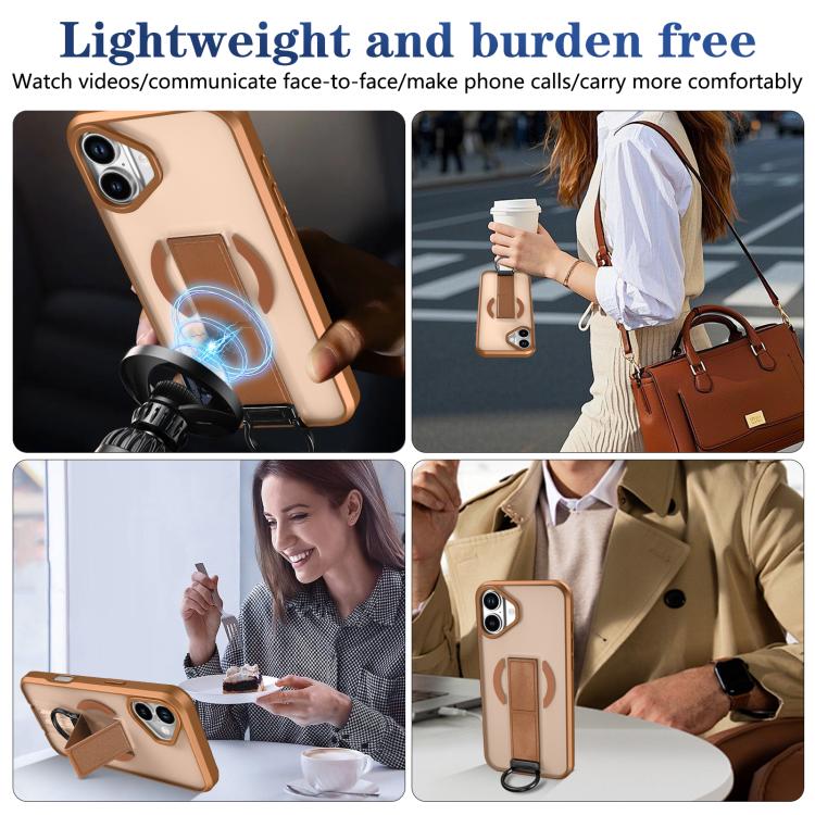 For iPhone 16 Skin-Friendly D-Ring Holder Magnetic Shockproof Phone Case