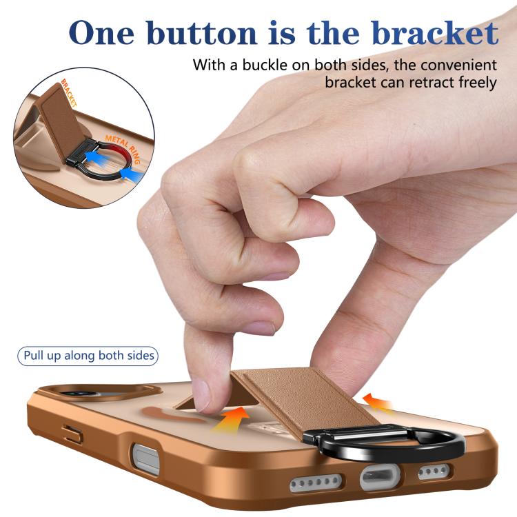 For iPhone 16 Skin-Friendly D-Ring Holder Magnetic Shockproof Phone Case