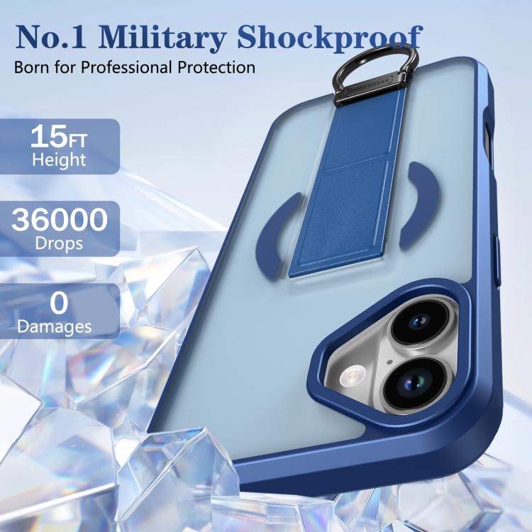 For iPhone 16 Skin-Friendly D-Ring Holder Magnetic Shockproof Phone Case