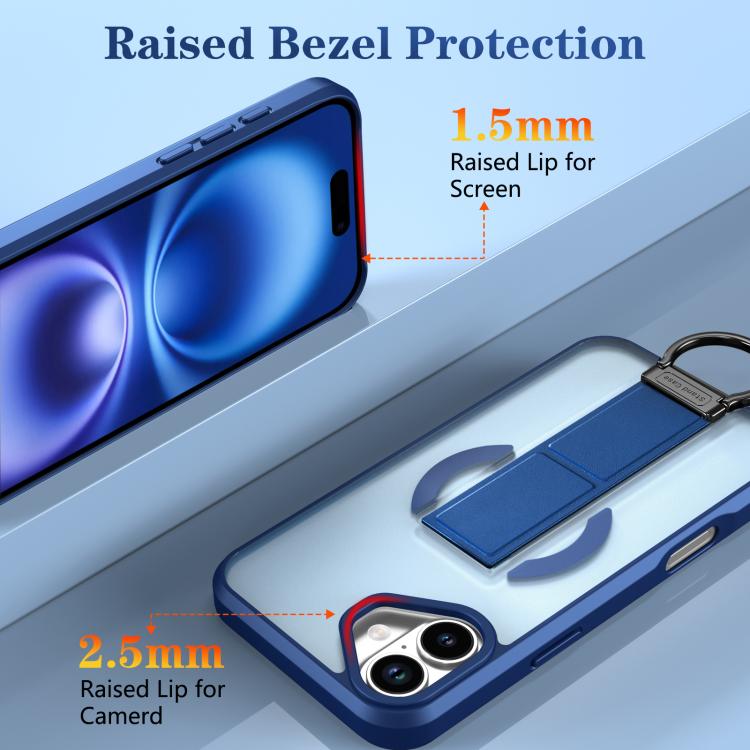 For iPhone 16 Skin-Friendly D-Ring Holder Magnetic Shockproof Phone Case