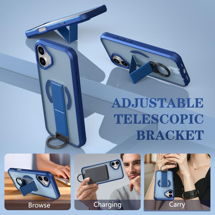 For iPhone 16 Skin-Friendly D-Ring Holder Magnetic Shockproof Phone Case